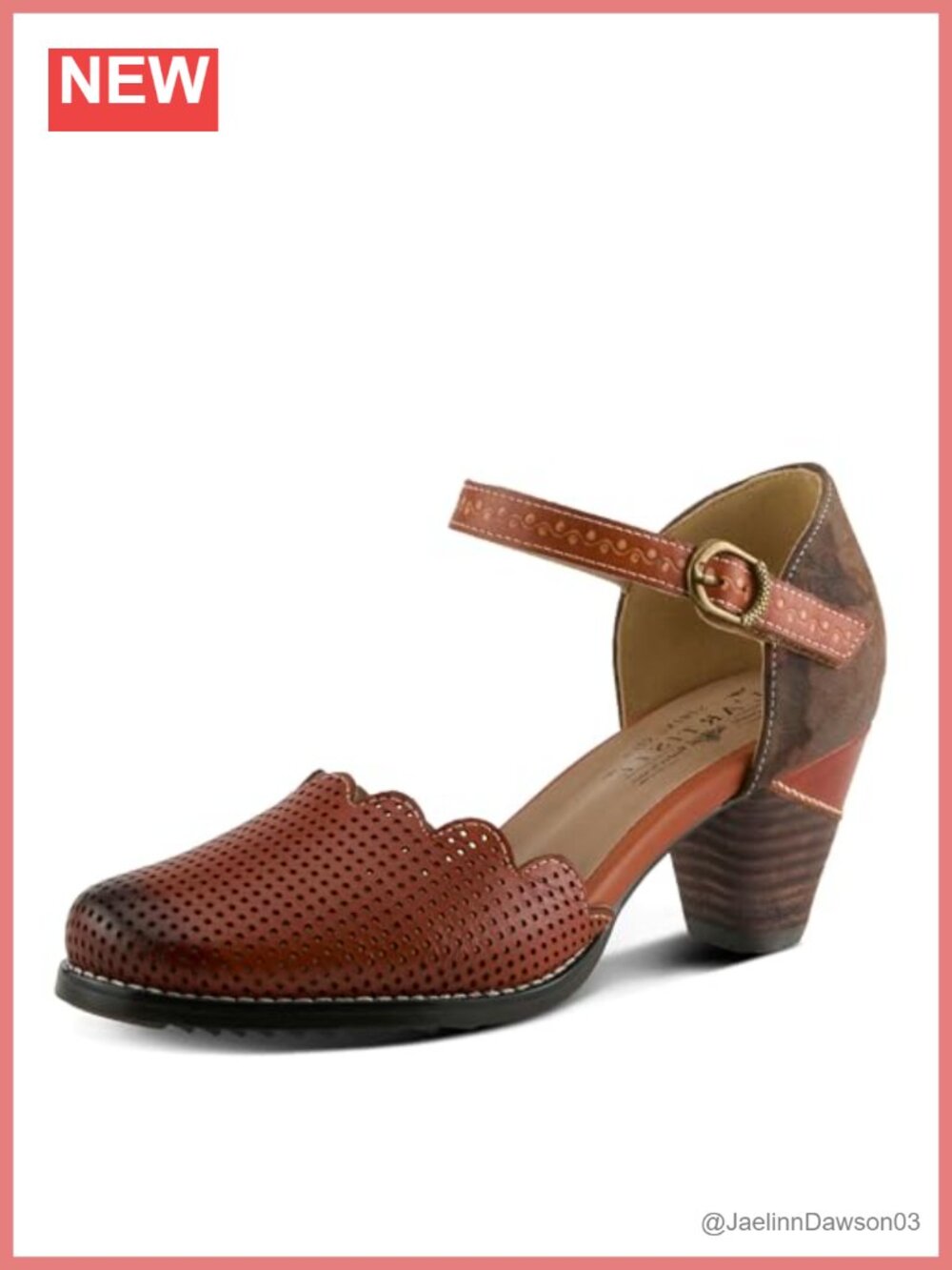 L'Artiste Women's Hand Painted Leather D'Orsay Flats with Adjustable Buckle